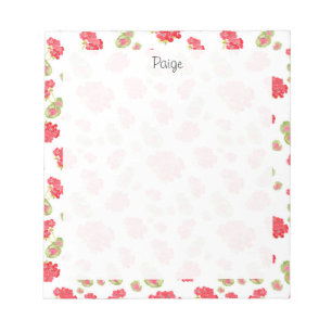 Watercolor Geraniums Pattern Notepad