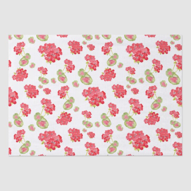 Watercolor Geraniums Pattern   Tissue Paper (Front)