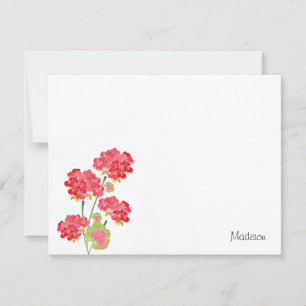 Watercolor Geraniums Stems Card