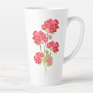 Watercolor Geraniums Stems Latte Mug