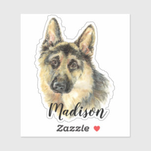 Watercolor German Shepherd Dog  Animal Custom Name