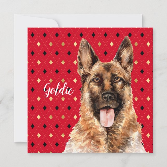 Watercolor German Shepherd Dog Personalised Card (Front)