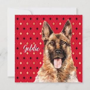 Watercolor German Shepherd Dog Personalised Card