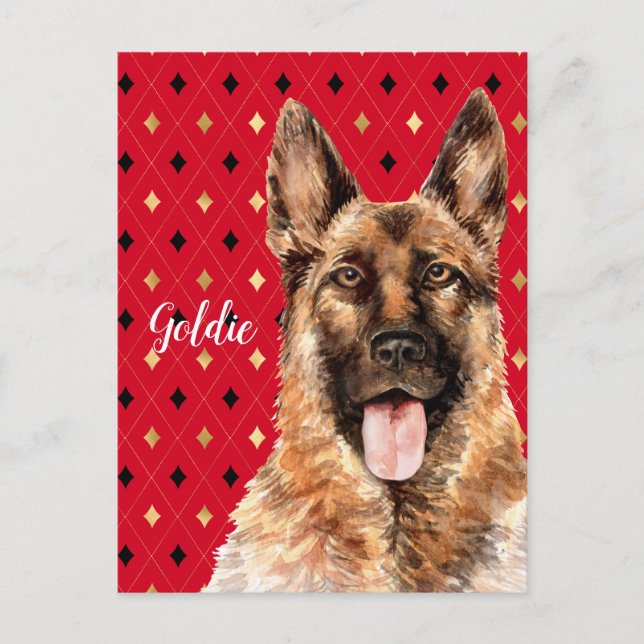 Watercolor German Shepherd Dog Personalised Postcard (Front)