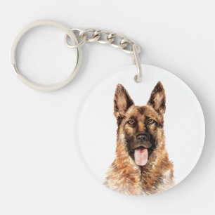 Watercolor German Shepherd Key Ring