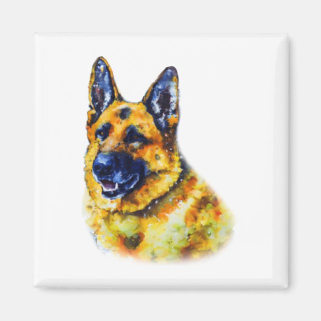 Watercolor German Shepherd Magnet (Front)
