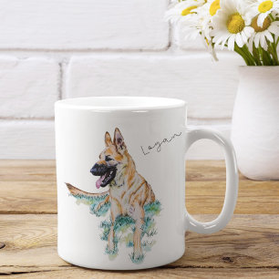 Watercolor German Shepherd Malinois Personalised Coffee Mug
