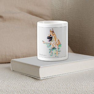 Watercolor German Shepherd Malinois Personalised Coffee Mug