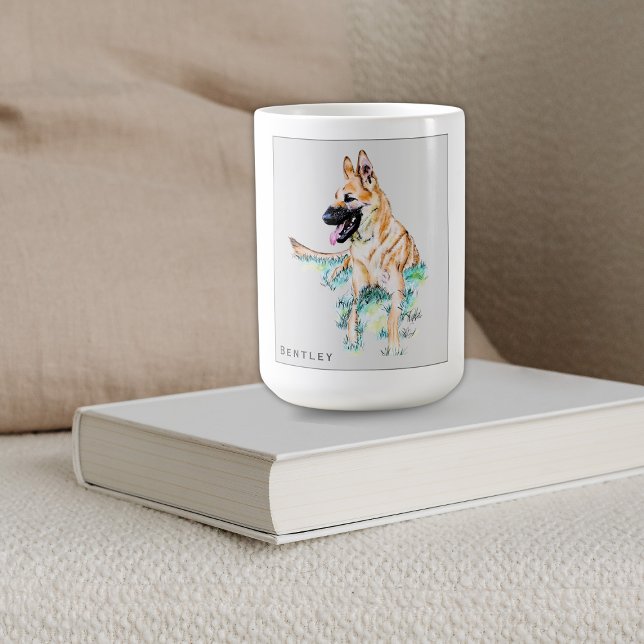 Watercolor German Shepherd Malinois Personalised Coffee Mug (Creator Uploaded)
