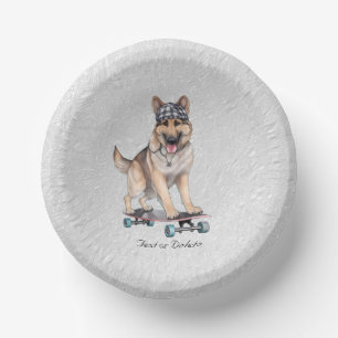 Watercolor German Shepherd Paper Bowl Plate