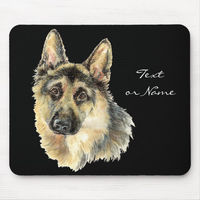 Watercolor German Shepherd Pet Dog Animal Mouse Pad (Front)