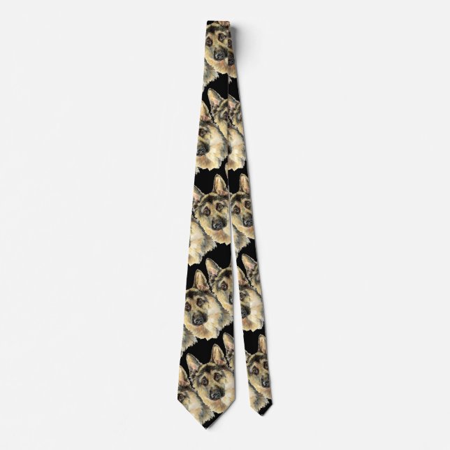 Watercolor German Shepherd Pet Dog Animal Tie (Front)