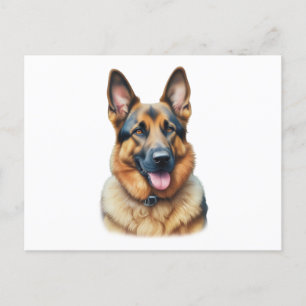 Watercolor German Shepherd Postcard