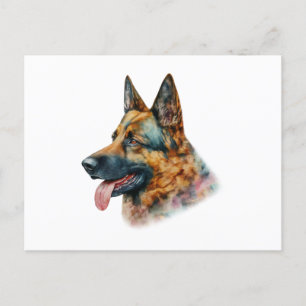 Watercolor German Shepherd Postcard