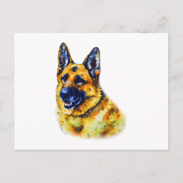 Watercolor German Shepherd Postcard (Front)