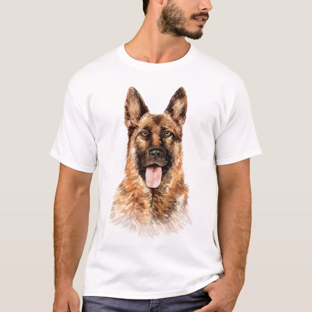 Watercolor German Shepherd T-Shirt (Front)