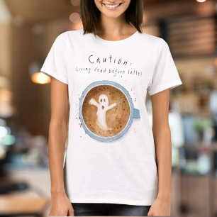 Watercolor Ghost Caution: Haunted Before Coffee T-Shirt