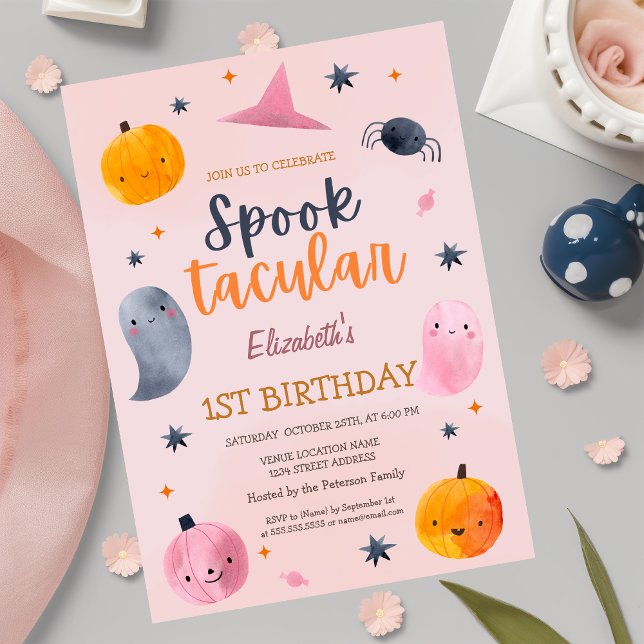 Watercolor Ghost Pumpkin Halloween Birthday   Invitation (Creator Uploaded)