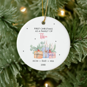  Watercolor Gift Bags & First Family of Three Ceramic Tree Decoration