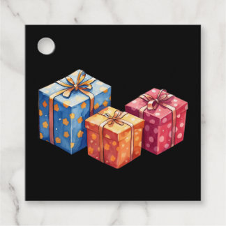 Watercolor gift boxes illustration square favour tags