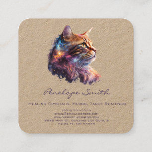 Watercolor Ginger Cat Square Business Card