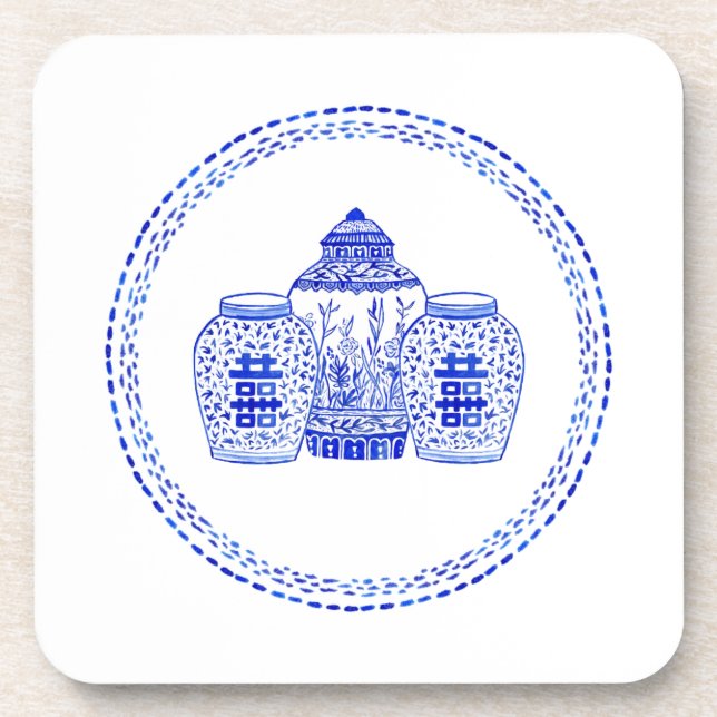 Watercolor Ginger Jar Coasters (Front)