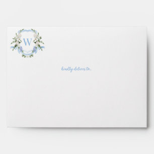 Watercolor Ginger Jar Monogram Crest, Chinoiserie Envelope