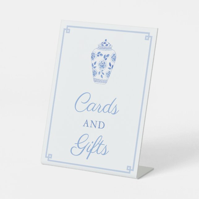 Watercolor Ginger Jar Wedding Cards And Gifts Pedestal Sign (Front)