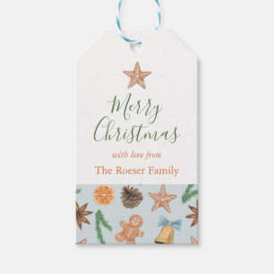 Watercolor Gingerbread and Bells Gift Tags