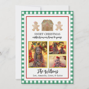Watercolor Gingerbread and Plaid Christmas Card