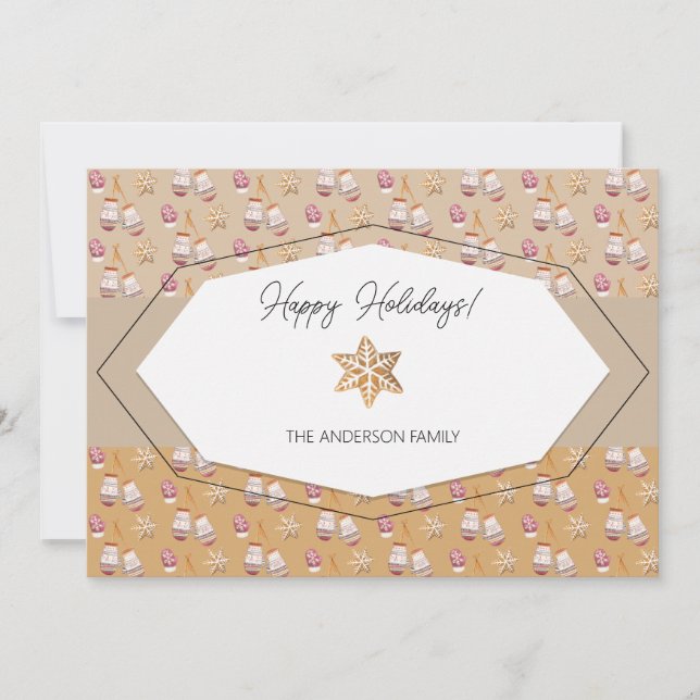 Watercolor Gingerbread Caramel Tones  Holiday Card (Front)