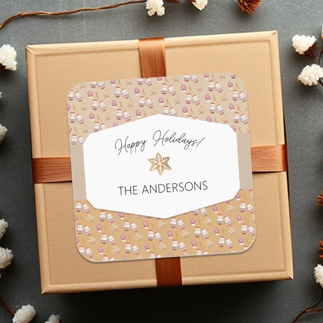 Watercolor Gingerbread Caramel Tones  Square Sticker (Creator Uploaded)