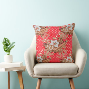 Watercolor Gingerbread Cookies Christmas Cushion