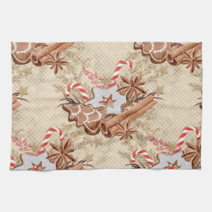 Watercolor Gingerbread Cookies Christmas Tea Towel