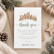 Watercolor Gingerbread House Baby Shower Thank You