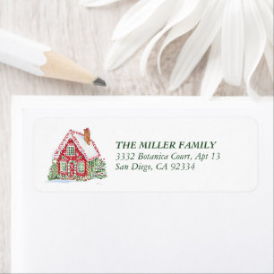 Watercolor Gingerbread House Candy Return Address