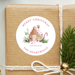 Watercolor Gingerbread House Christmas Holiday Classic Round Sticker