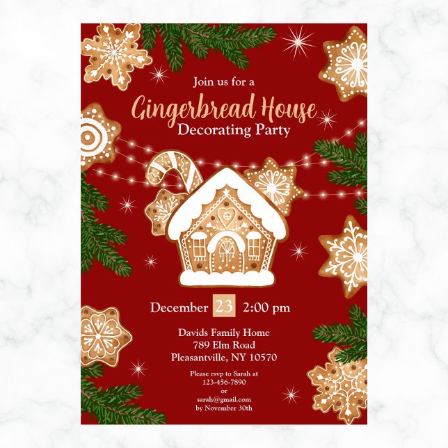 Watercolor Gingerbread House Decorating Party Invitation (Creator Uploaded)