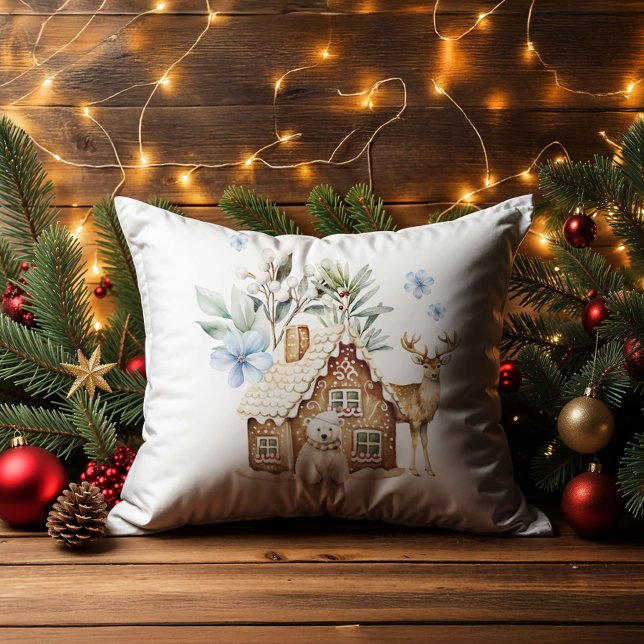 Watercolor Gingerbread House, Polar Bear & Reindee Cushion (Creator Uploaded)