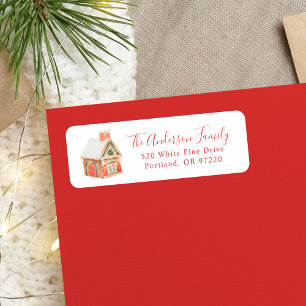 Watercolor Gingerbread House Return Address
