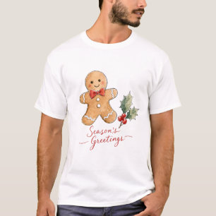 Watercolor Gingerbread Man with Bow T-Shirt