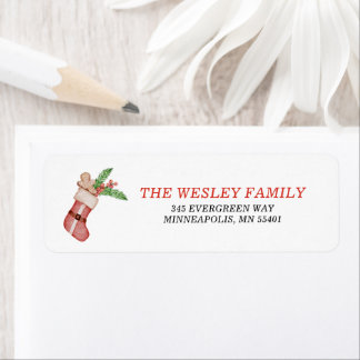 Watercolor Gingerbread Santa Stocking Holiday Card