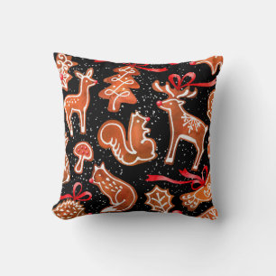 Watercolor gingerbread seamless pattern cushion