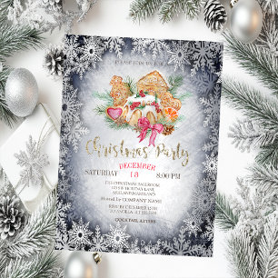 Watercolor Gingerbread Stars Christmas  Invitation