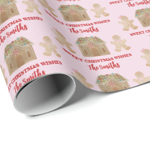Watercolor Gingerbread Sweet Christmas Wishes Wrap Wrapping Paper
