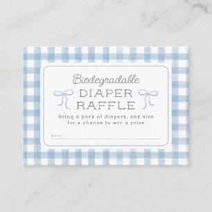 Watercolor Gingham Baby Blue Diaper Raffle Enclosure Card