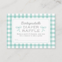 Watercolor Gingham Mint Green Diaper Raffle