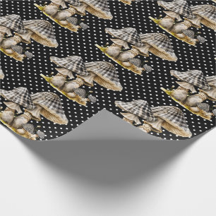Watercolor Gingham Mushroom Garden Wrapping Paper
