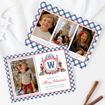 Watercolor Gingham Nutcracker Mouse Monogram Crest