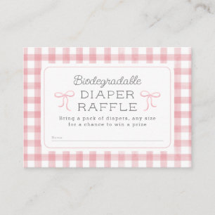 Watercolor Gingham Pink Diaper Raffle Enclosure Card